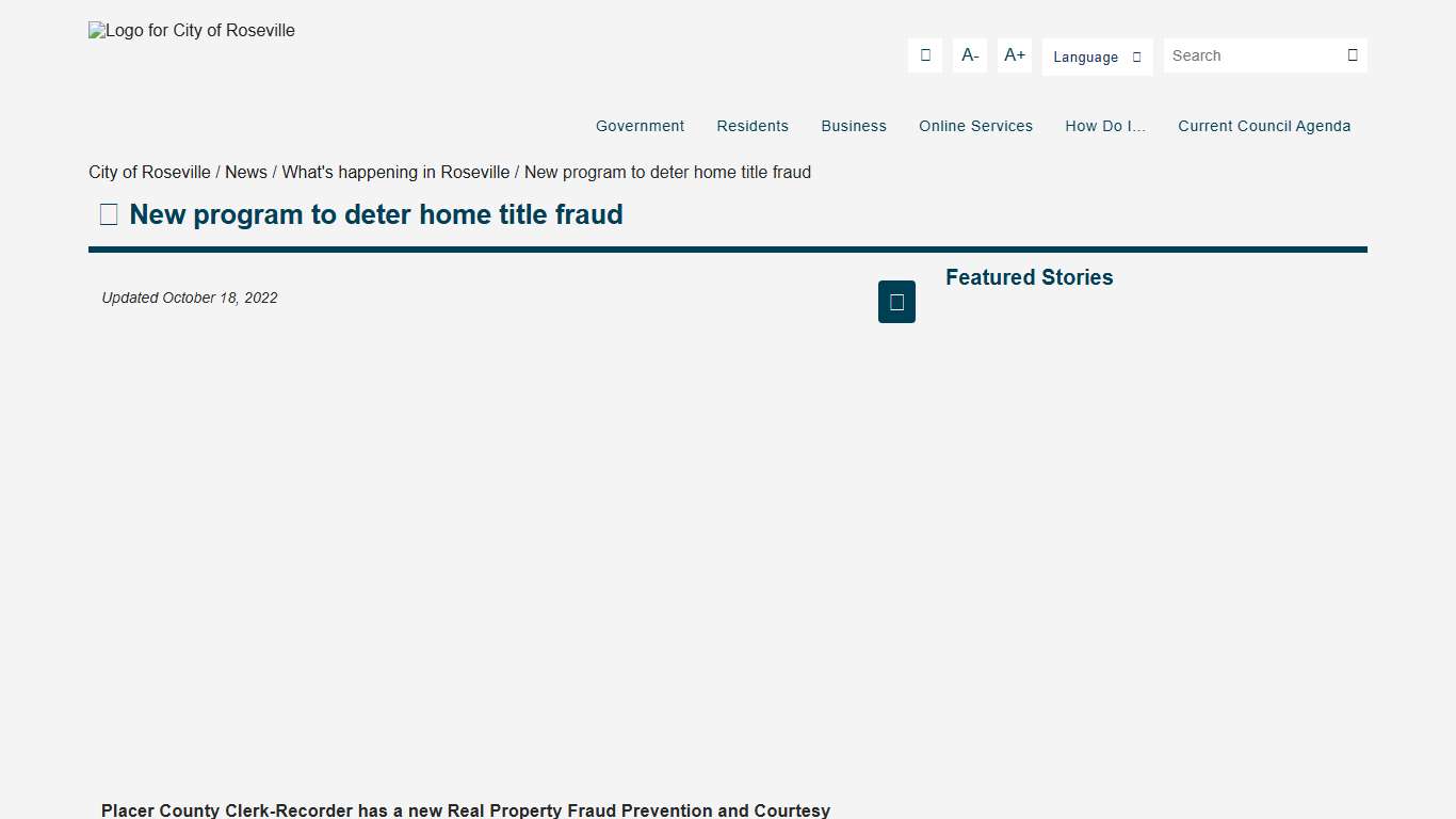 New program to deter home title fraud - City of Roseville